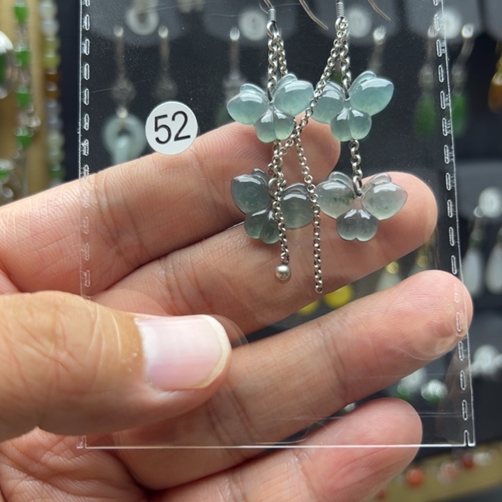 卷***.翡翠银S925镶嵌耳饰