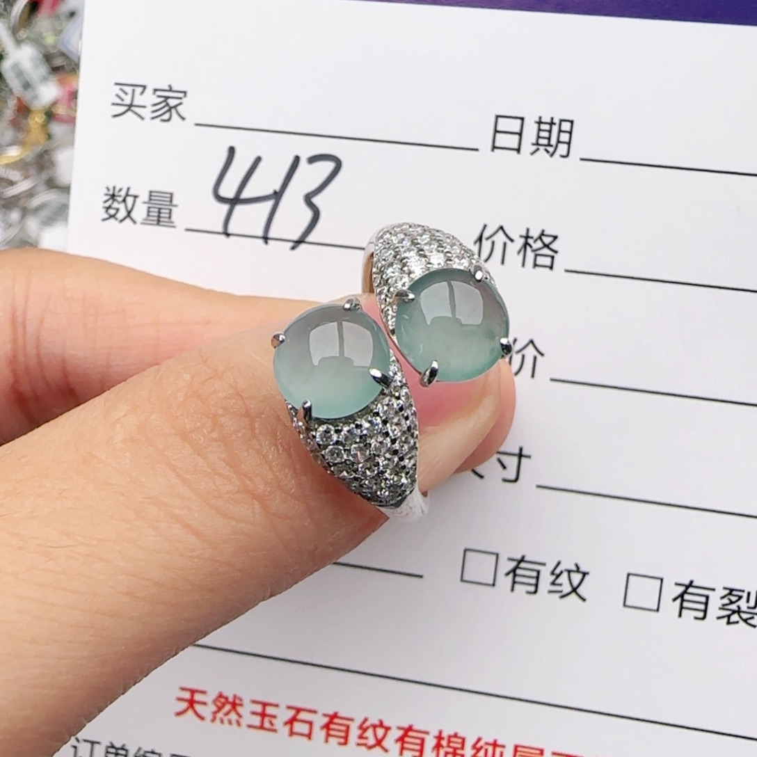 翡翠戒指银S925镶嵌戒指