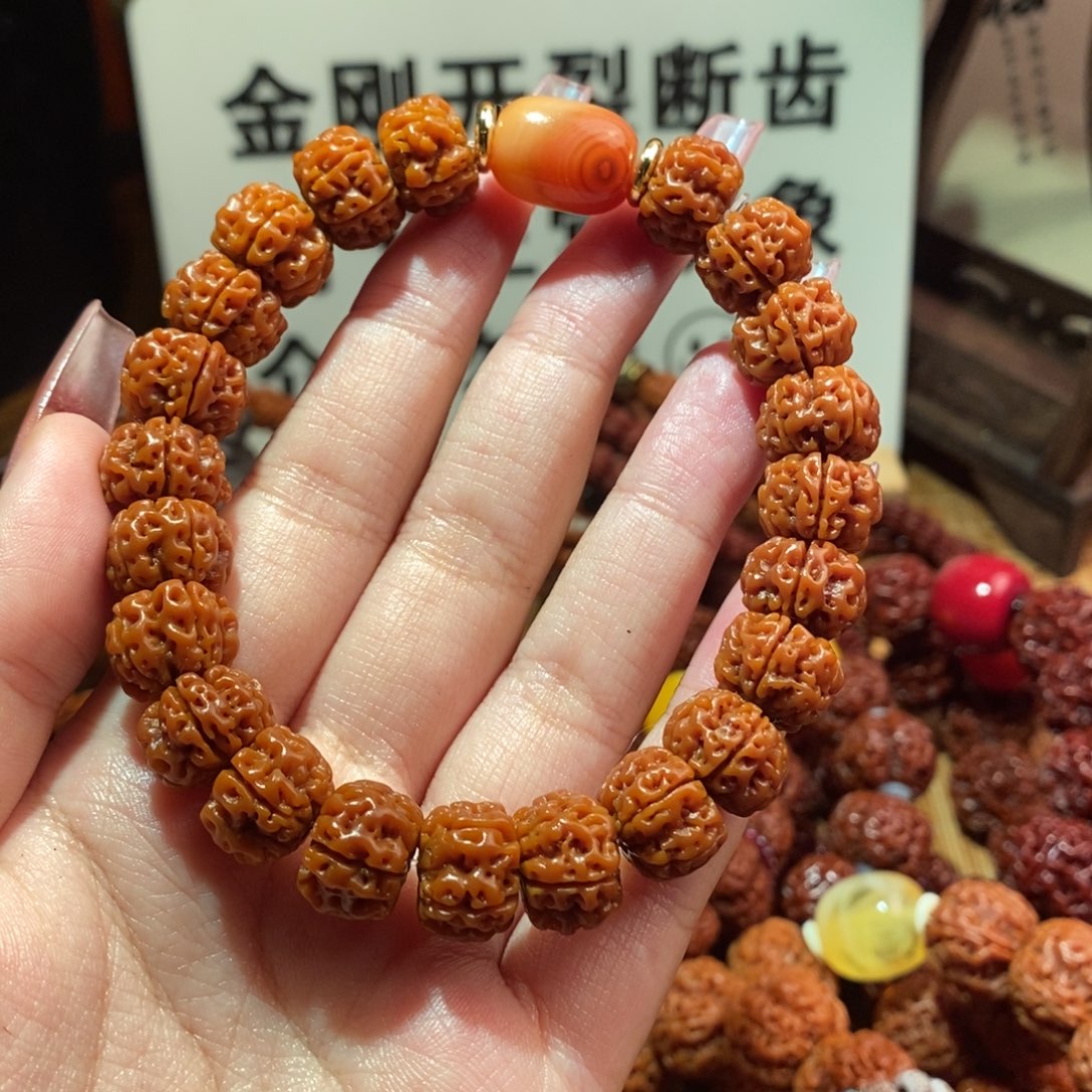 金刚菩提手串12泰森无尘红色瑙