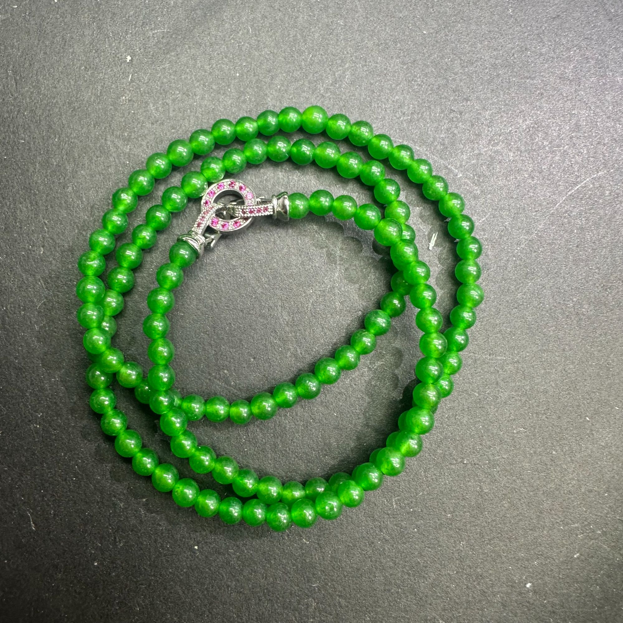 翡翠4mm满绿项链H039