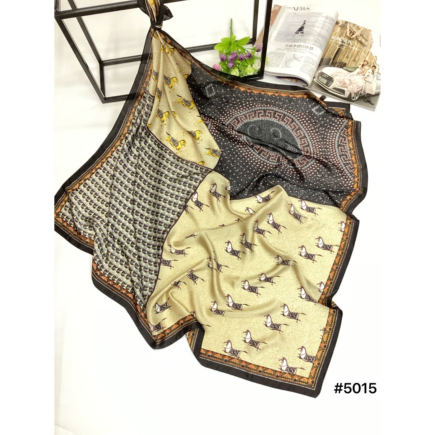 100新款夏季百搭杭州丝绸丝巾110*110#5015