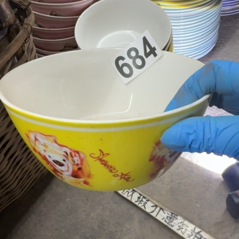 泥塑碗一个骨质瓷口径16.5