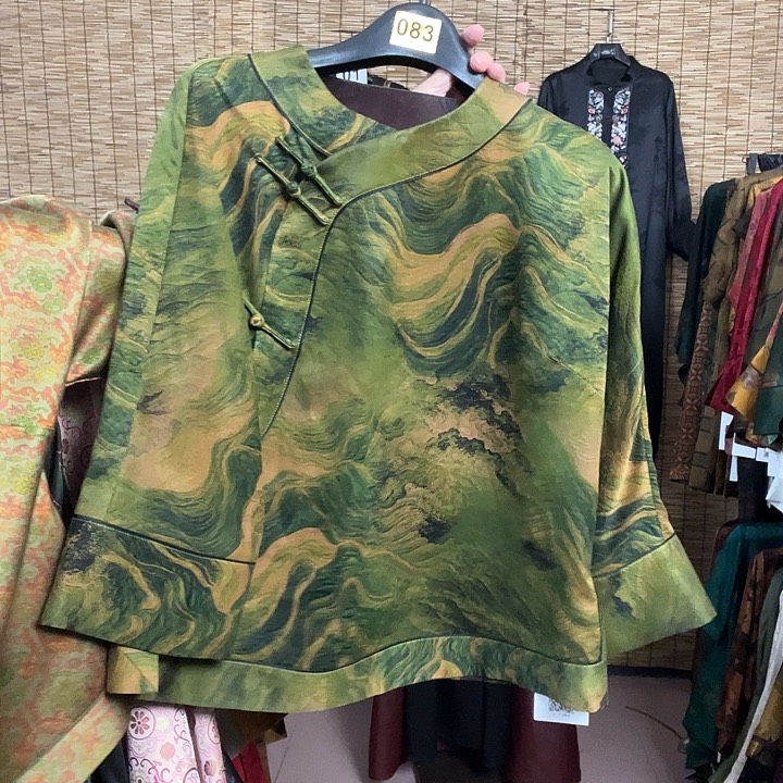 笑***阳花罗缎香云纱富婆衫XL