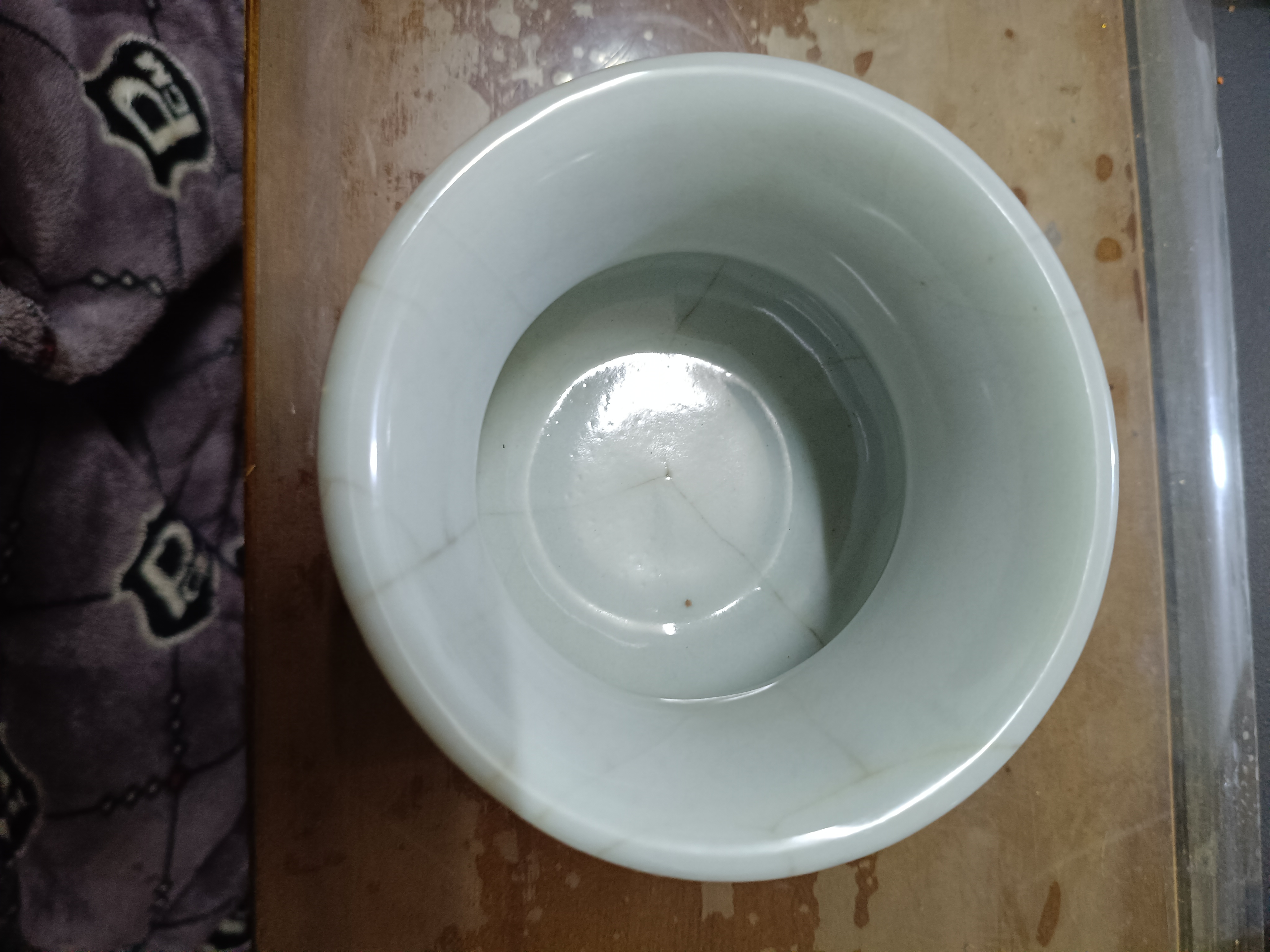 花盆新中式三足圆形千里江山图文竹菖蒲多肉盆栽。售出一概不退