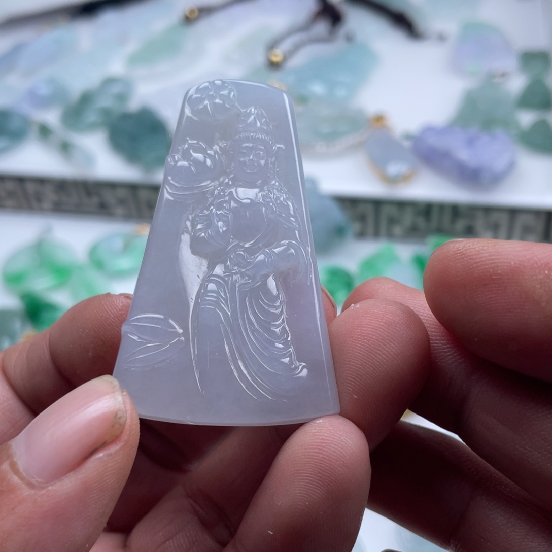 翡翠未镶嵌颈饰翡翠冰紫观音