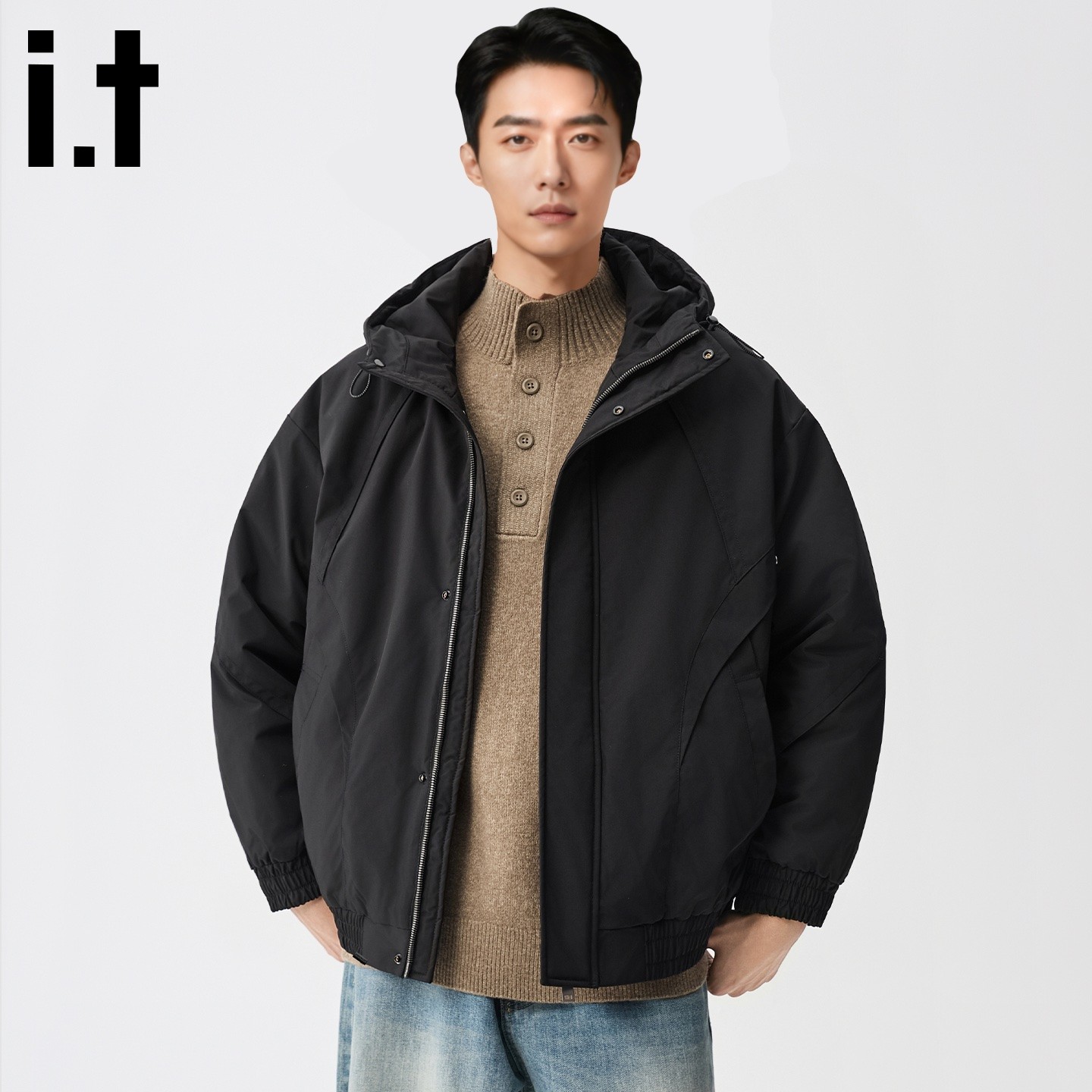 it :CHOCOOLATE秋冬季新款工装夹棉连帽休闲百搭棉服男士防风保暖