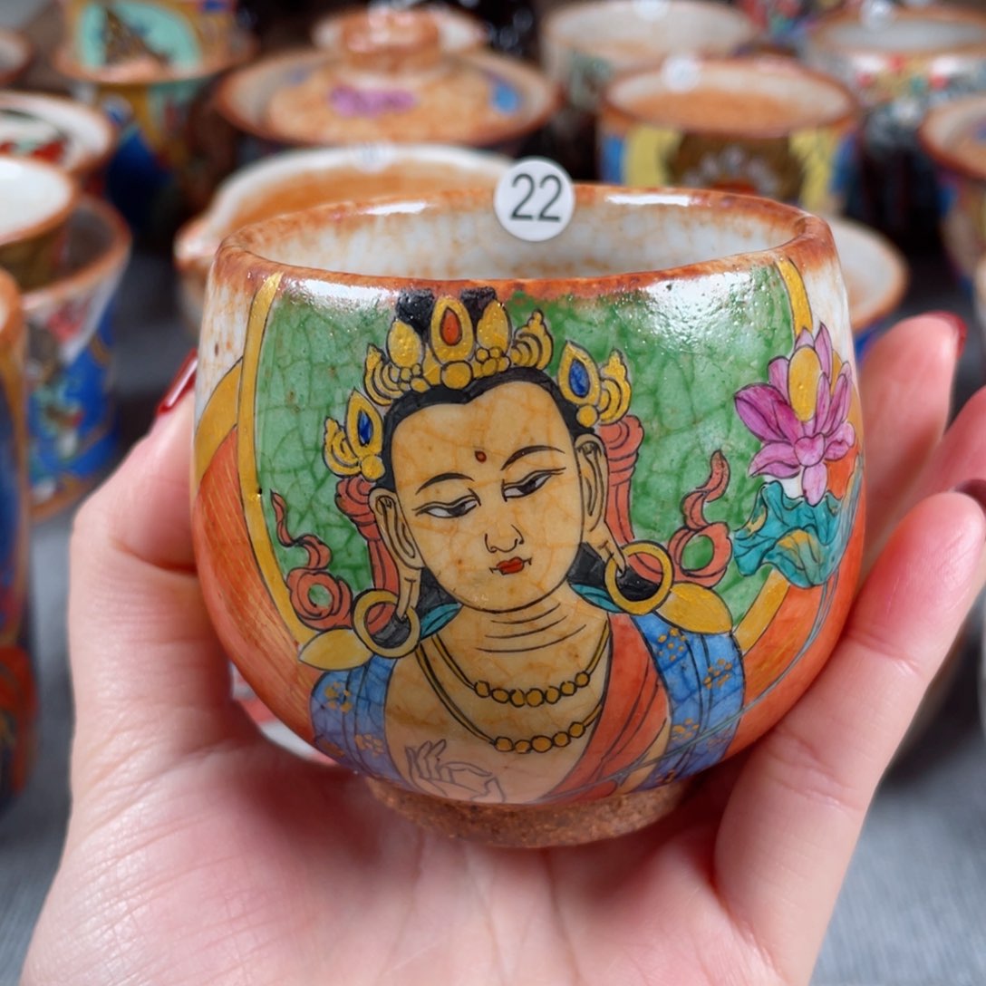 杯手绘普贤菩萨杯子