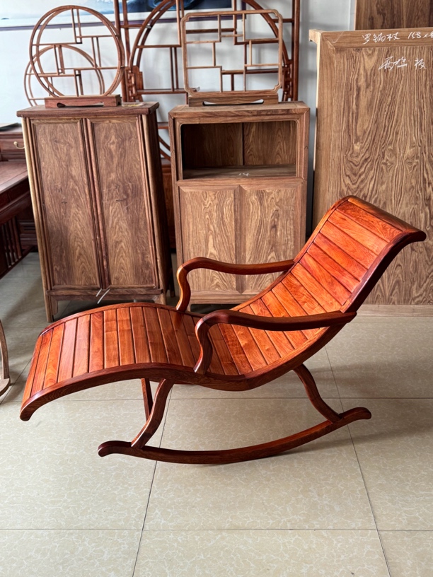 缅花摇椅实木高档沙滩摇椅轻奢躺椅休闲悠悠椅家用摇摇椅休闲椅