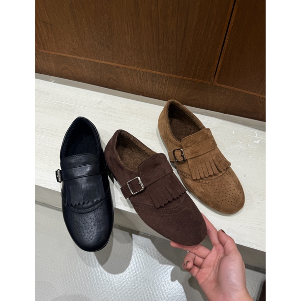 2025冬季新款内增高复古流苏圆头休闲单鞋时尚百搭加绒懒人毛毛鞋