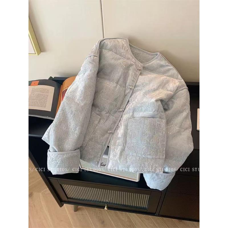 【棉服】月影--新中式加棉设计师高定轻奢宽松休闲复古圆领国潮提花