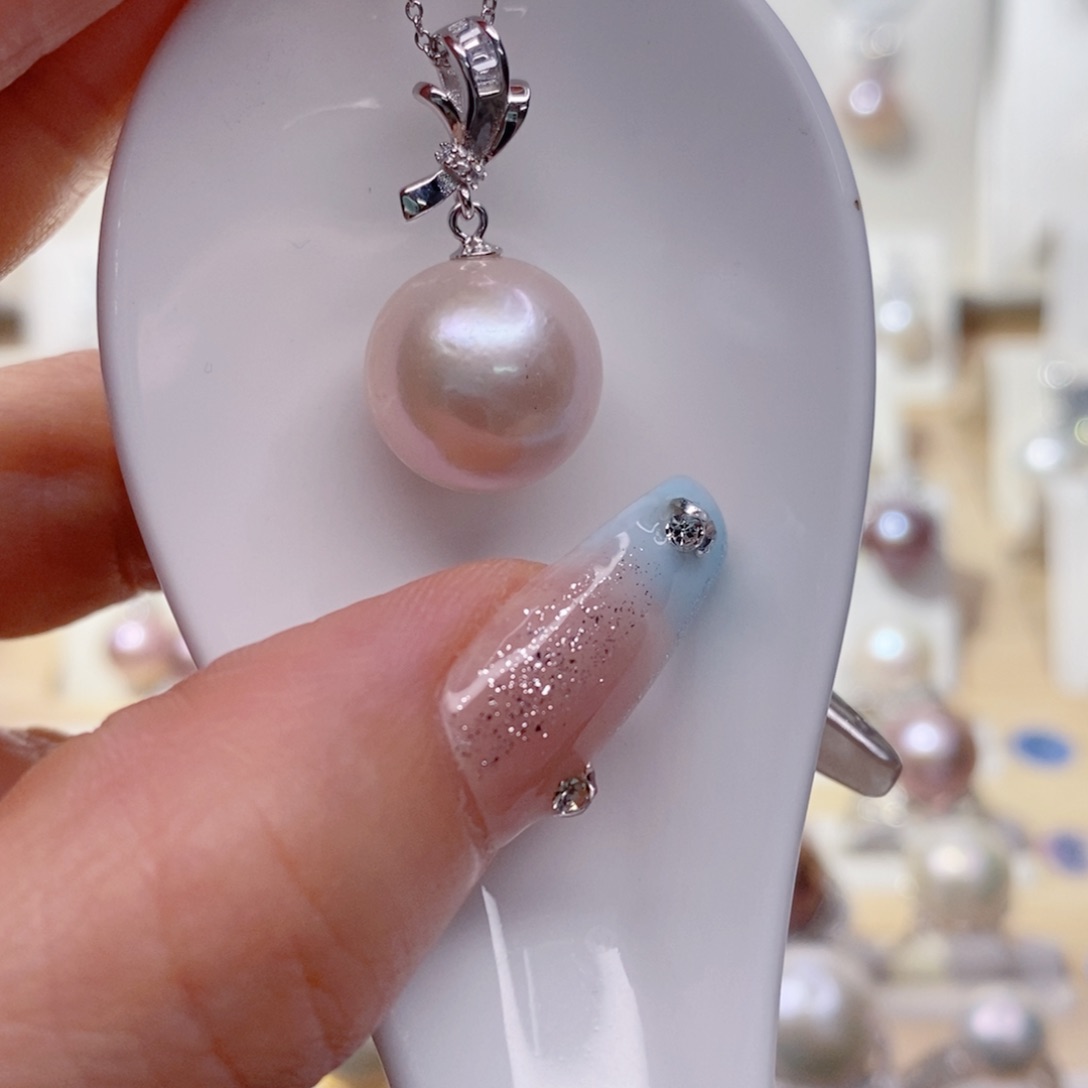 淡水珍珠银S925镶嵌吊坠(赠链)