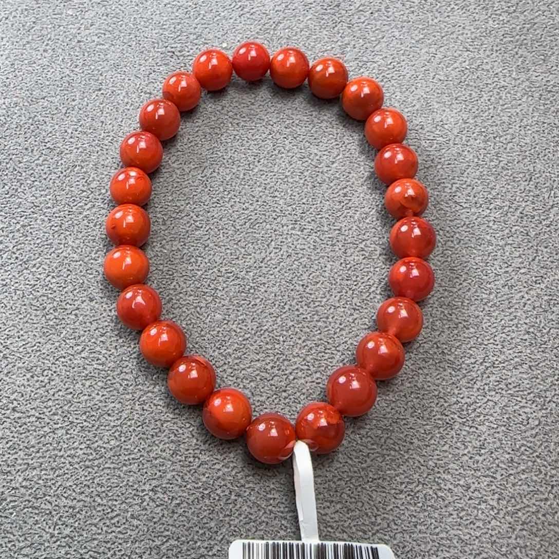 南红玛瑙手串未镶嵌瓦西玫红火焰纹7mm单圈