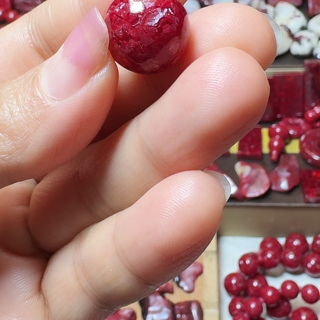 天然辰砂天然晶体卡14单珠