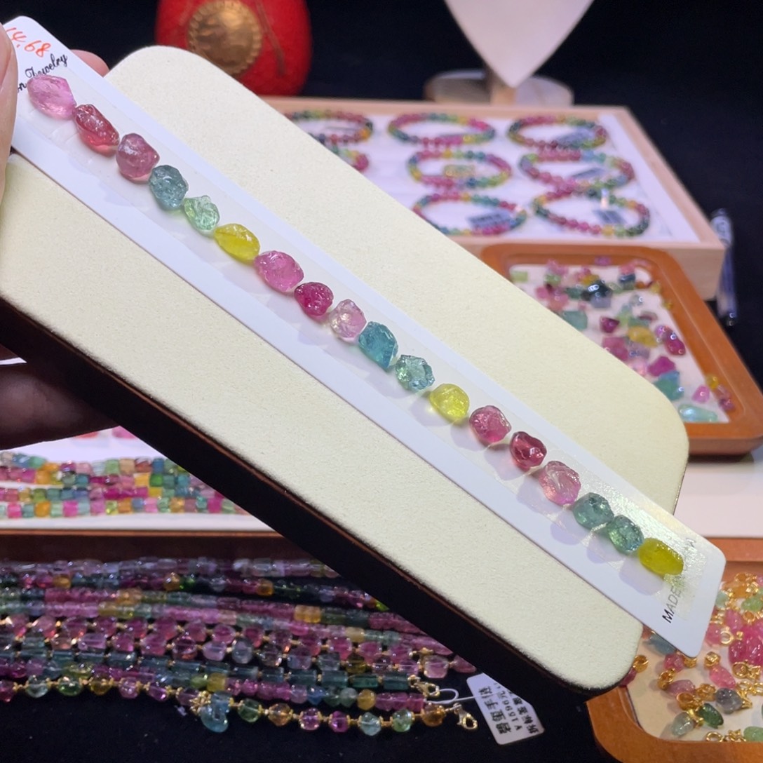 碧玺未镶嵌手链A7碧玺手串