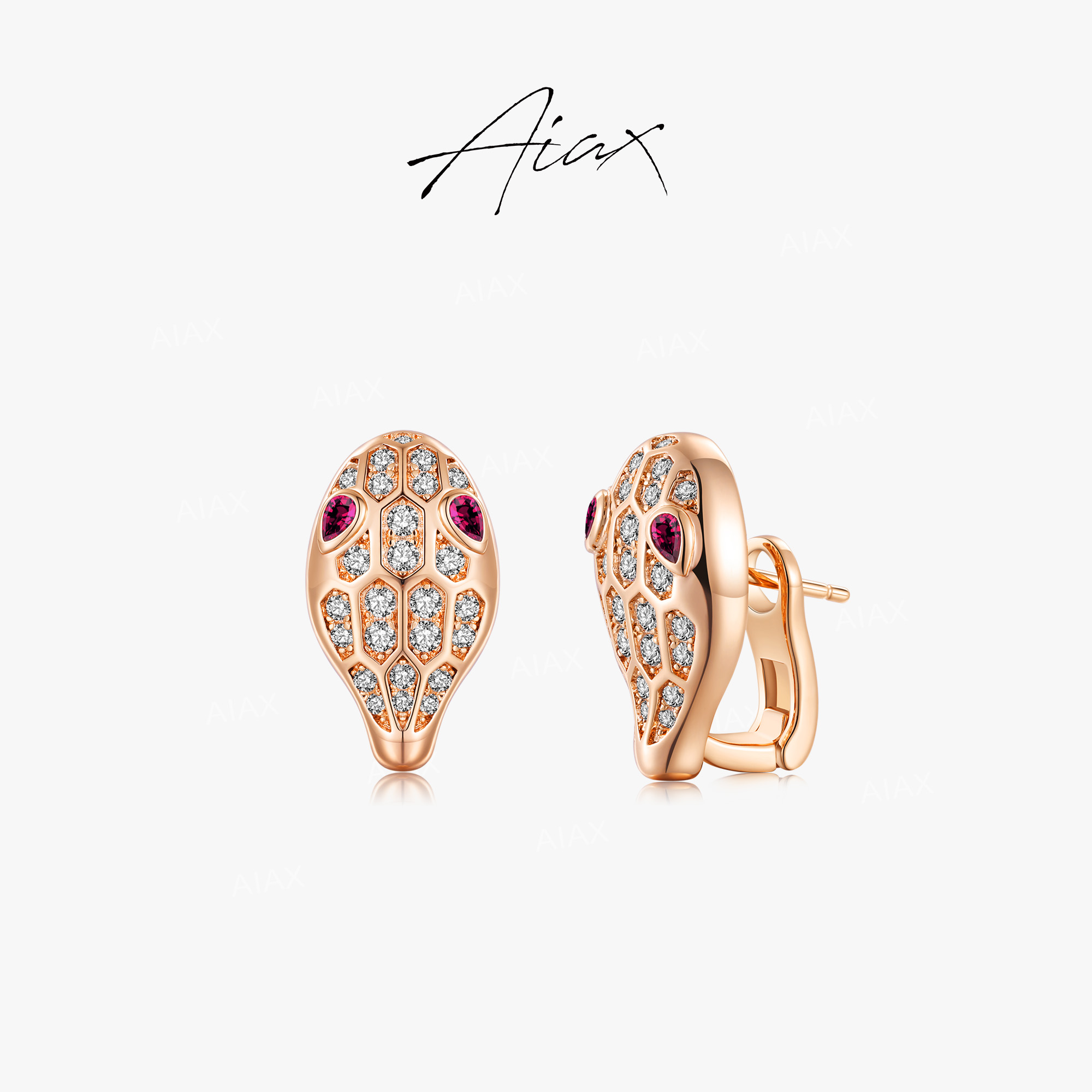 AIAX  镀K金 【蛇年生肖】个性小众冷淡风蛇头耳环TSL1754