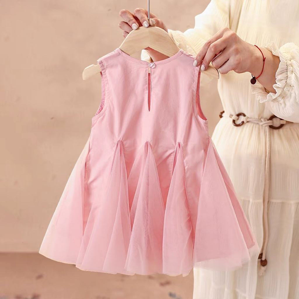 K404 夏季女蛋糕裙无袖连衣裙公主风汉服背心裙太阳花