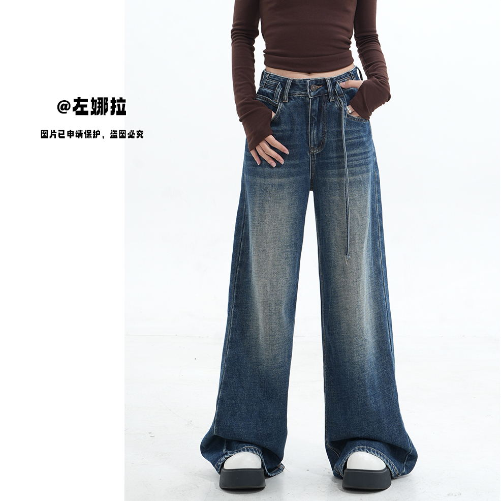 【XC11268】冬季新款加厚宽松中高腰显瘦牛仔裤-宽松直筒裤