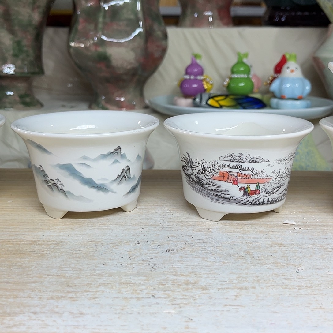 陶瓷绿植多肉微瑕花盆外口径：9.5*6