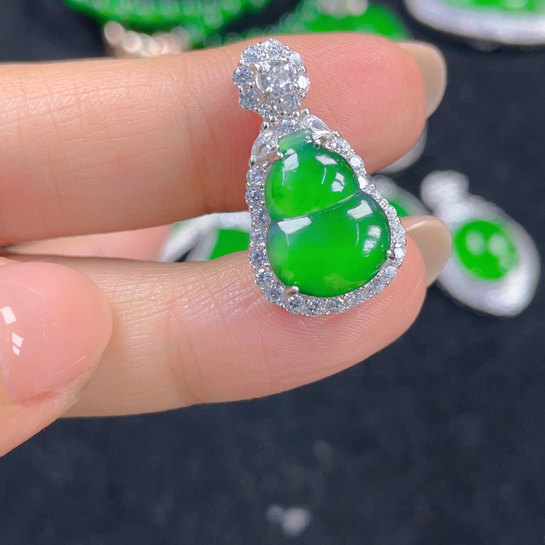 翡翠吊坠(不含链)银S925镶嵌