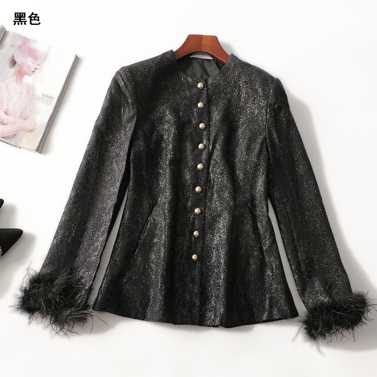 412889秋中长款长袖单排扣外套秋冬休闲