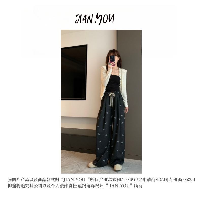 JIANYOU-「牛仔提花」韩国单!25春款东大门垂顺直筒牛仔裤CP-13