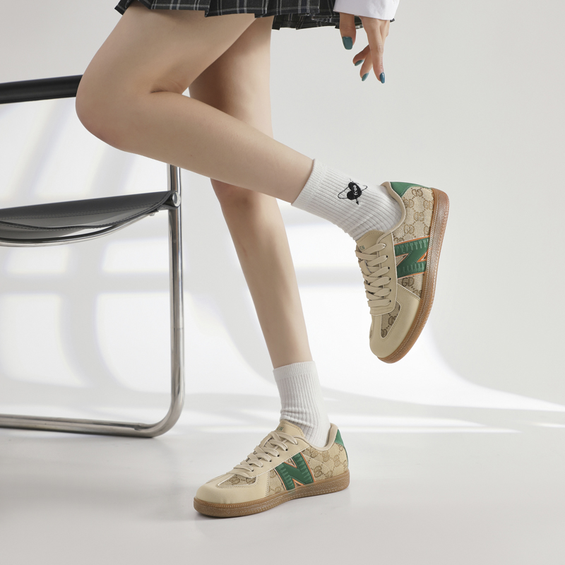 NEW BOLUNE/新百伦328秋季复古皮革拼接橡胶防滑系带德训鞋