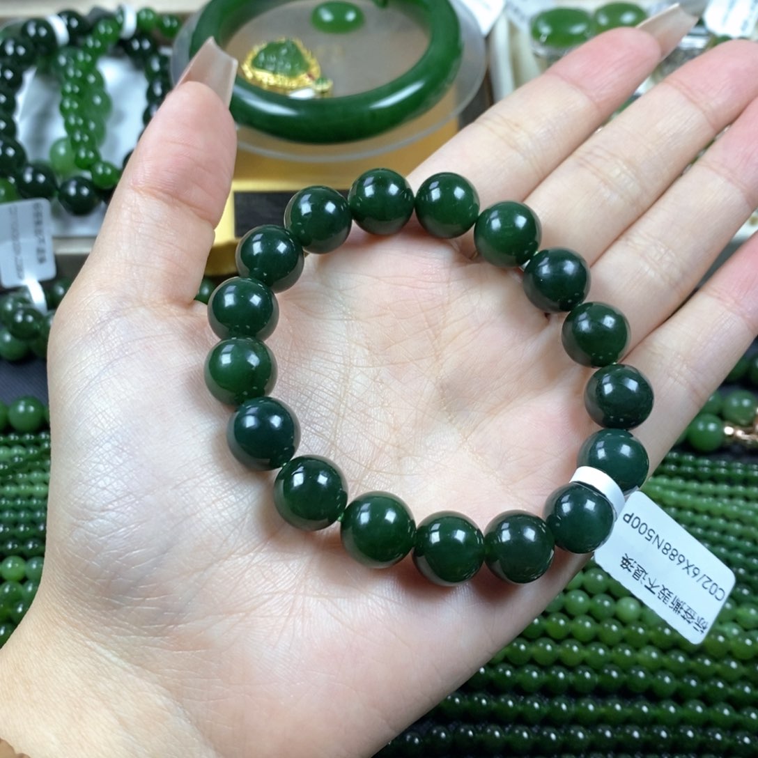 和田玉（碧玉）手串未镶嵌12m新人福利