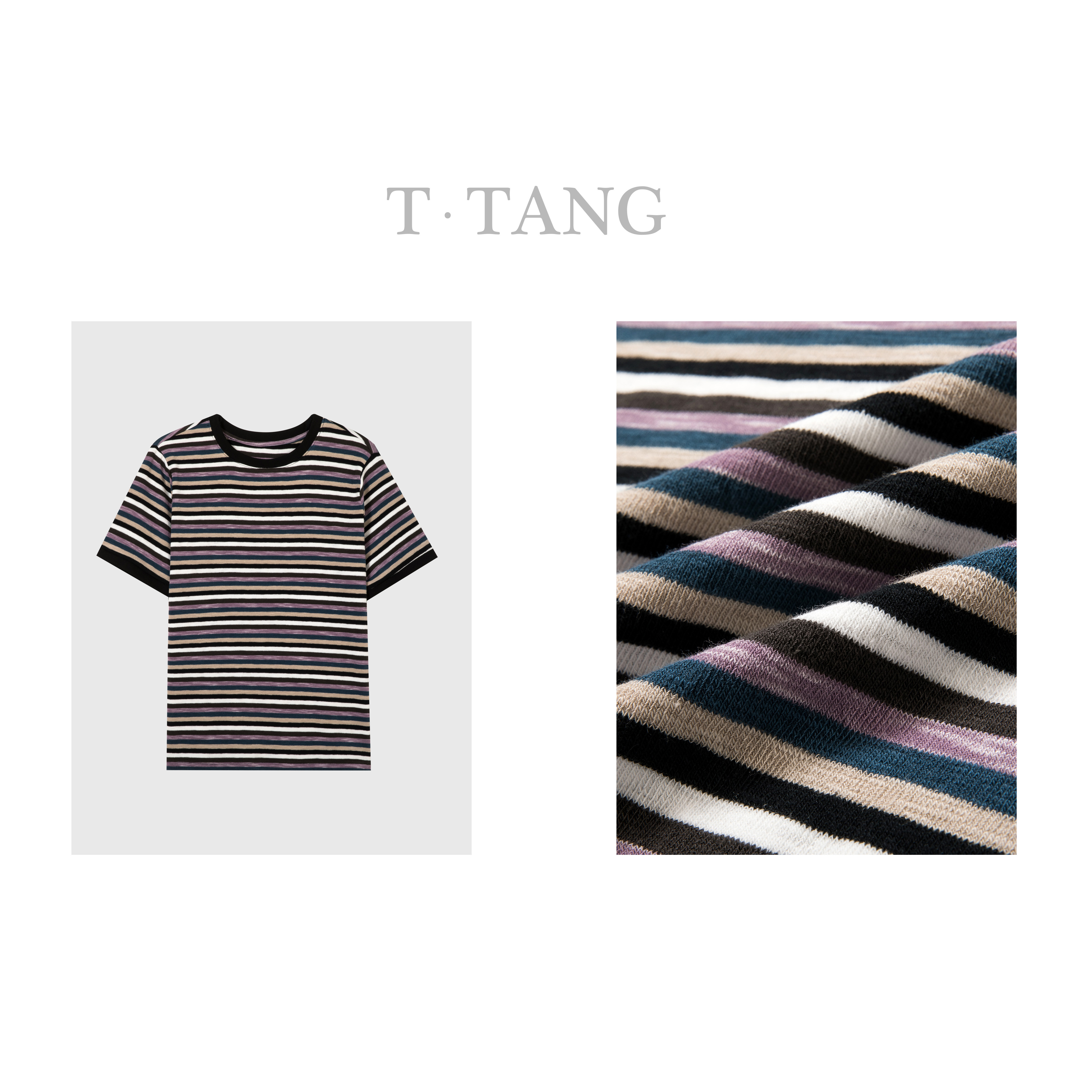 FL春季新款200g色织条纹棉时尚休闲百搭宽松简约条纹T恤【6905】