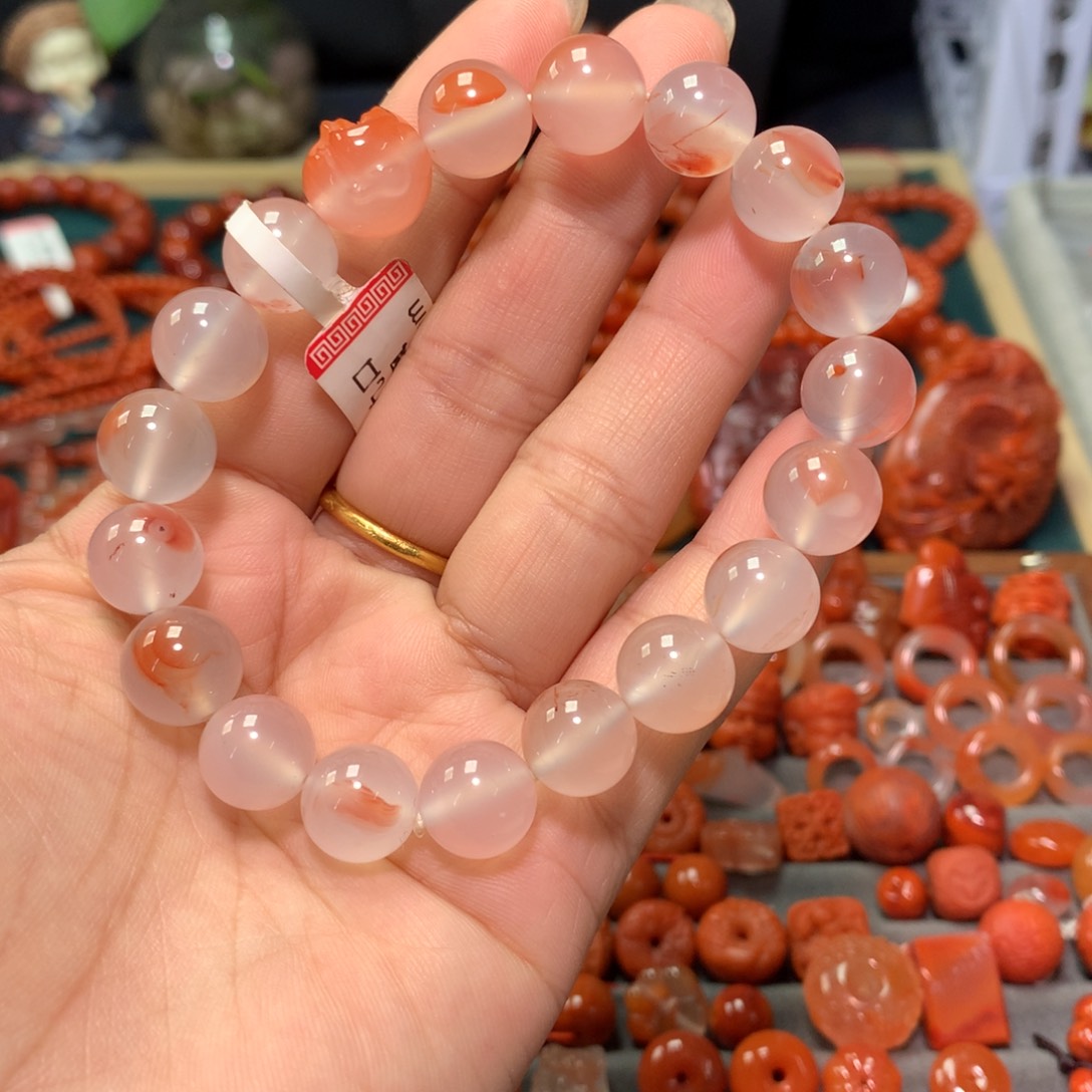 【闪购商品】南红玛瑙手串银S925镀金镶嵌