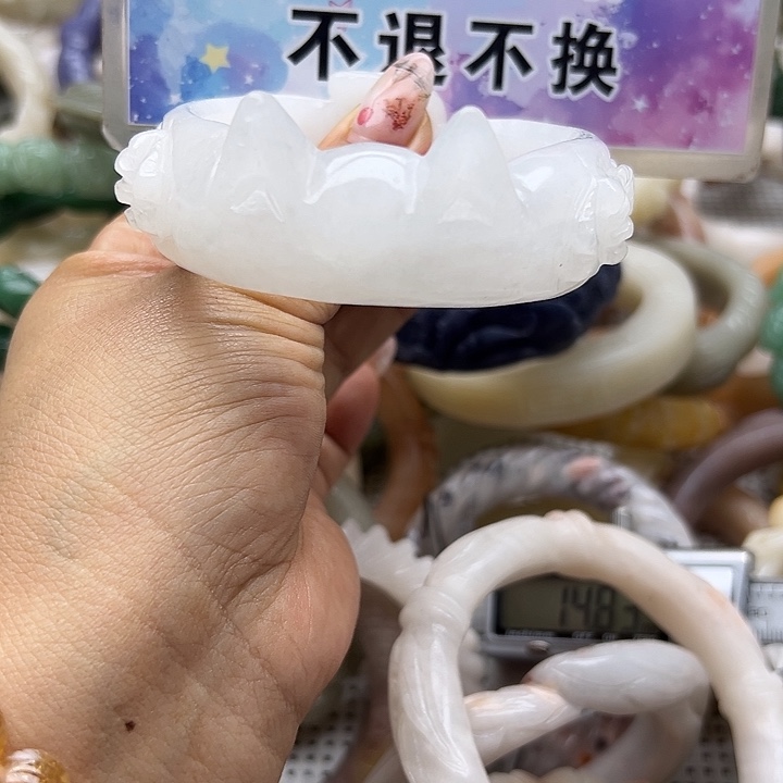 未镶嵌手镯石英岩玉小***～