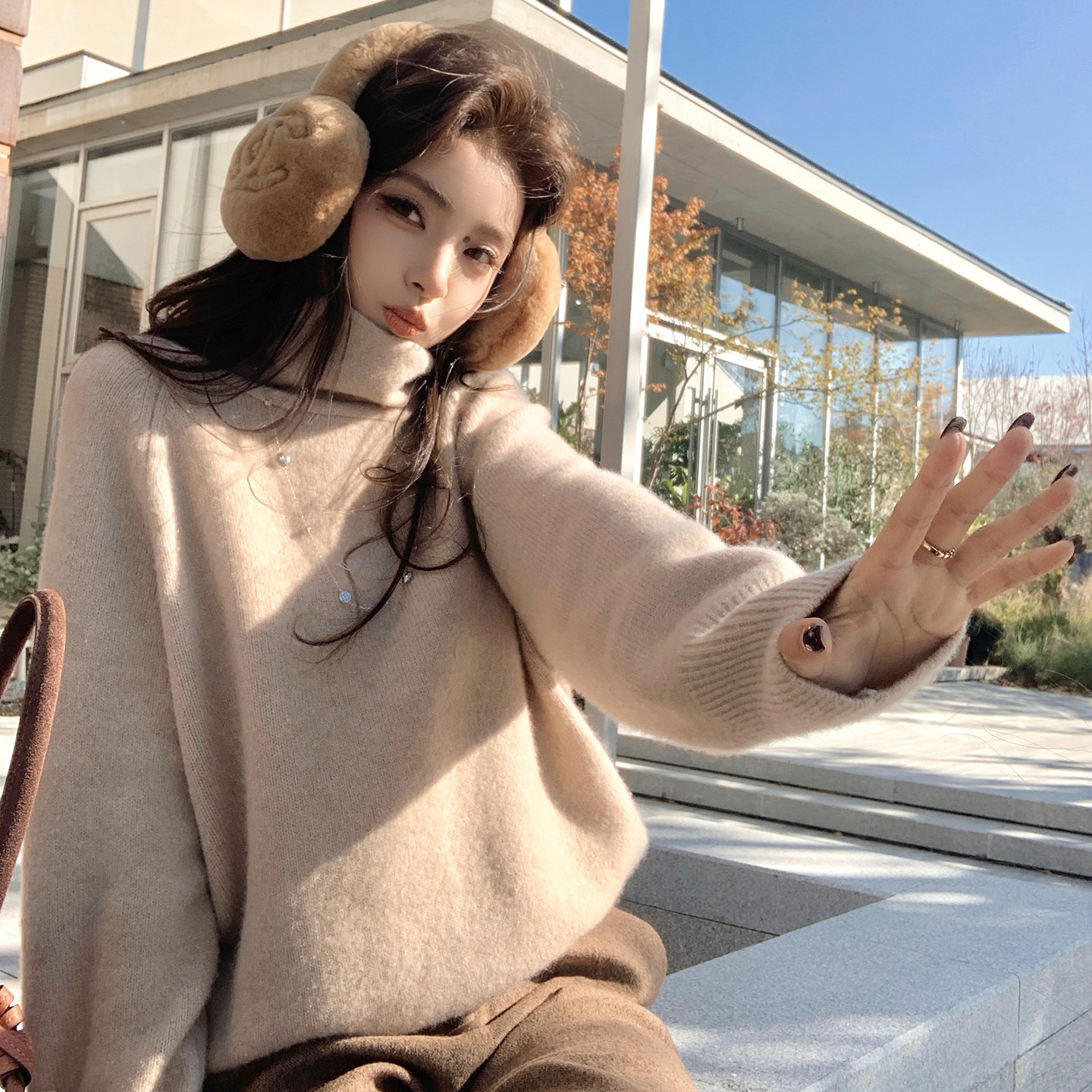 黑标"奢光羊绒"高品真丝羊绒 柔软高奢拉毛套头上衣!