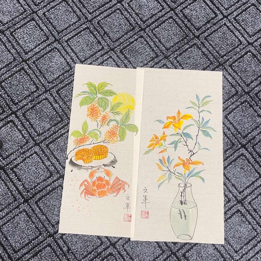 国画王文军老师两幅花鸟尹