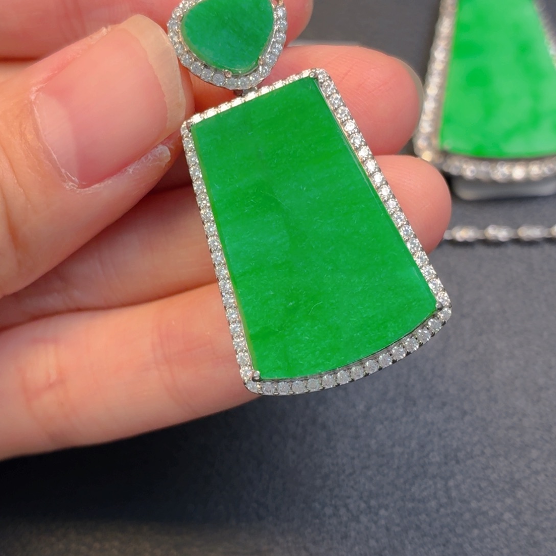 翡翠银S925镶嵌吊坠(不含链)