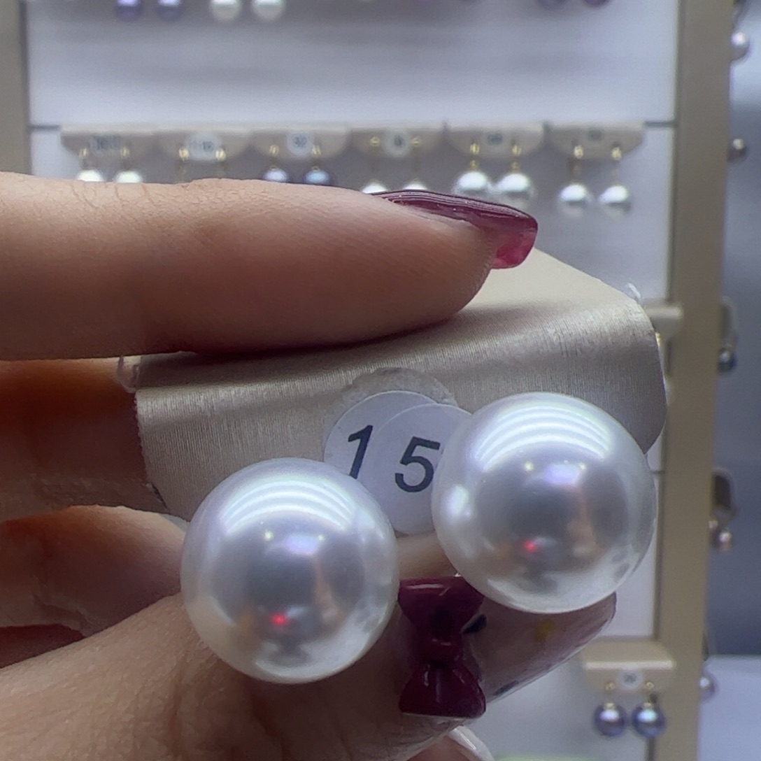 淡水珍珠耳饰18K金镶嵌