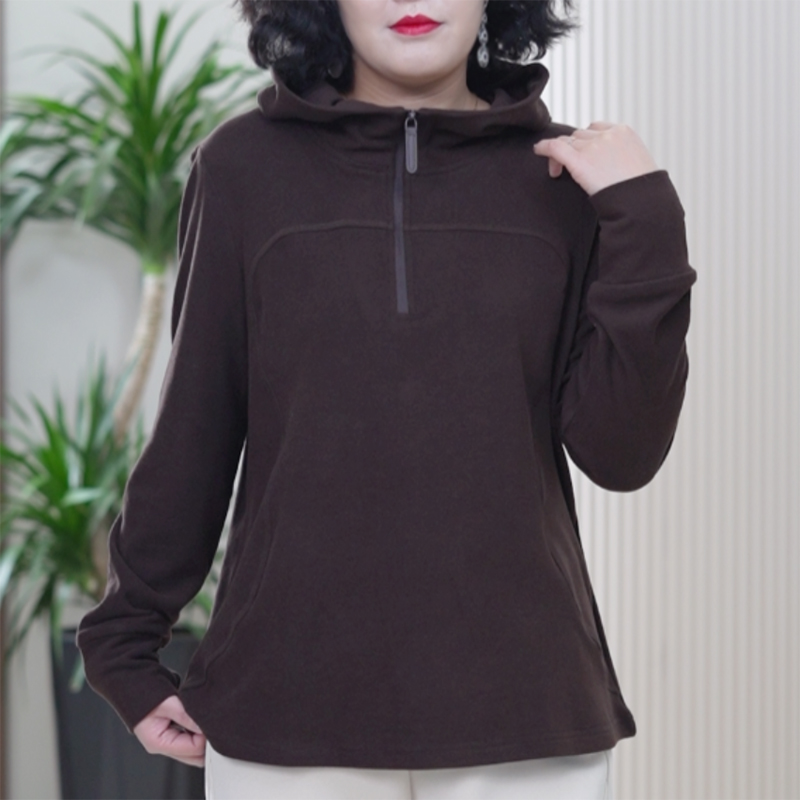 双面修容线真德绒连帽打底衫女大码双C腰弹力自发热卫衣秋季上衣