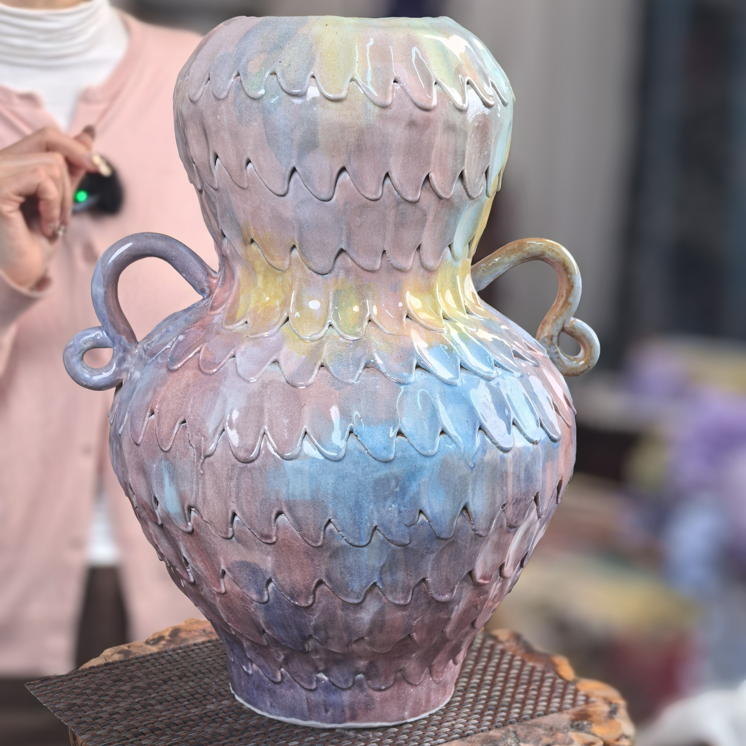 手工全盘泥花瓶复古设计师高定网红客厅摆件