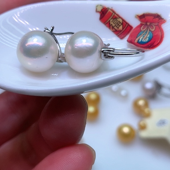 淡水珍珠耳饰银S925镶嵌