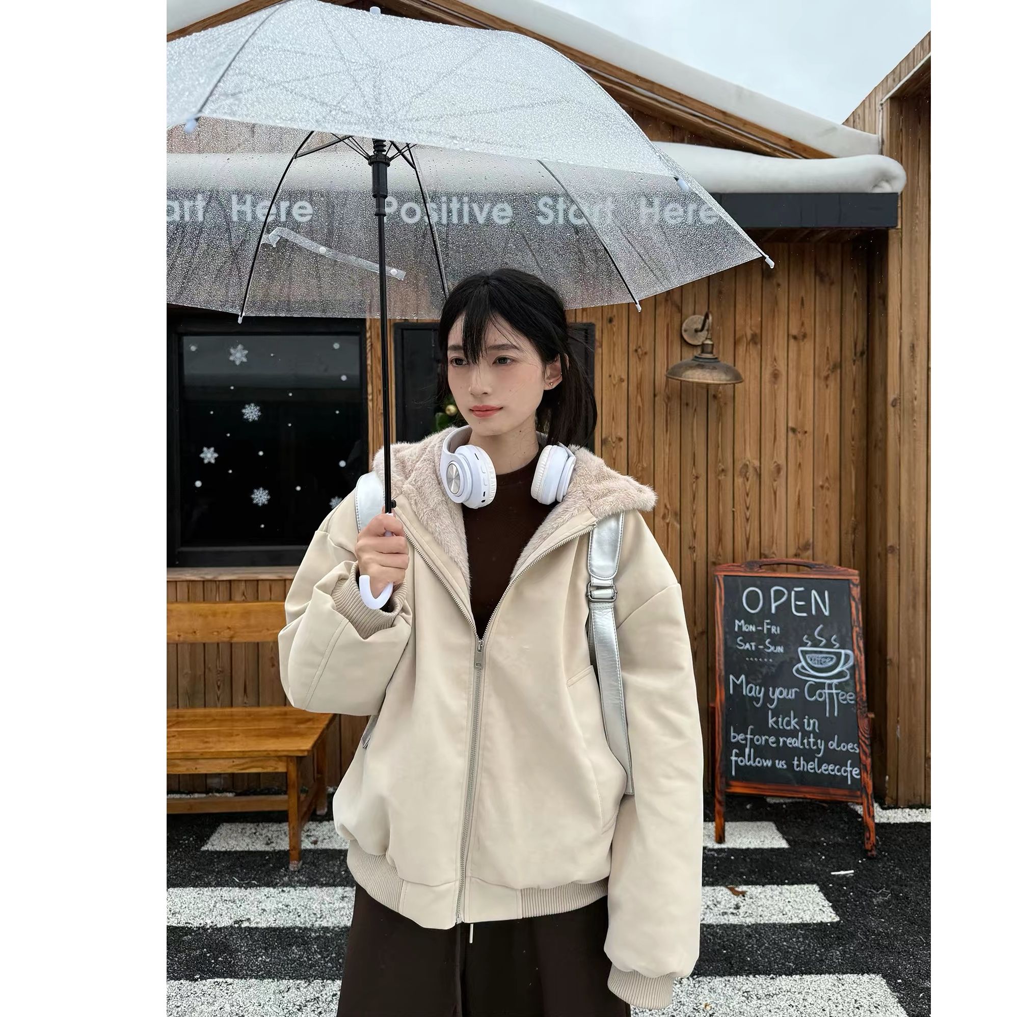 【HT03~皮棉衣】冬季保暖美式座山雕毛毛加厚连帽皮衣棉衣
