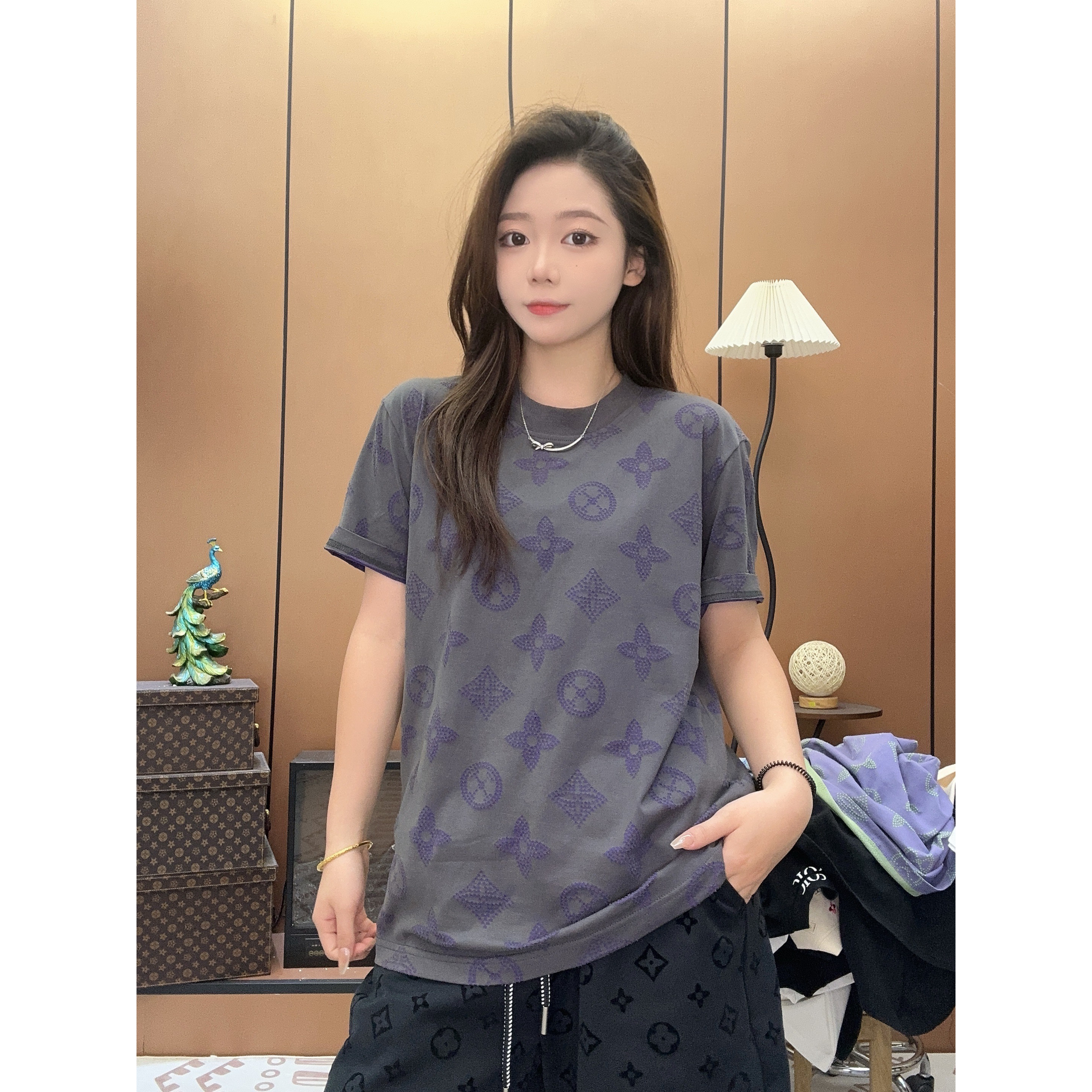 【镂空花】2025夏季新款烧花工艺潮牌男女同款短袖休闲百搭