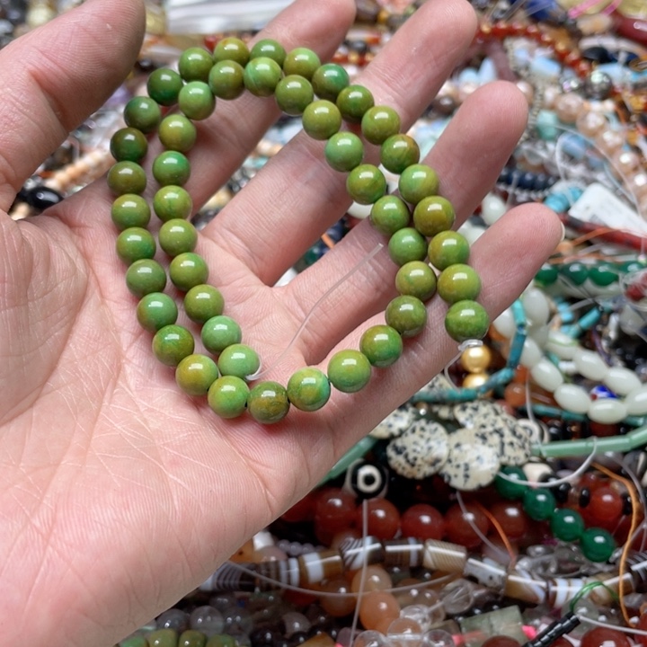 玛瑙/玉髓合金珠宝半成品一条8mm松石