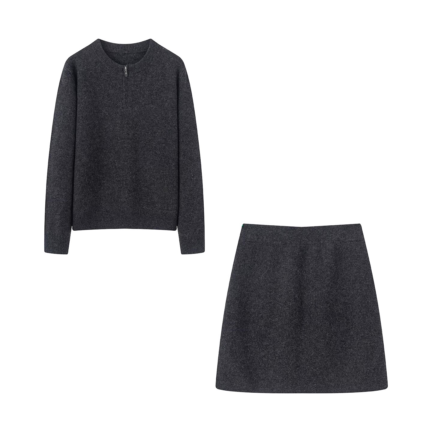 艾家商场同款2025秋冬新简约时尚圆领针织毛衣半身裙两件套女3128