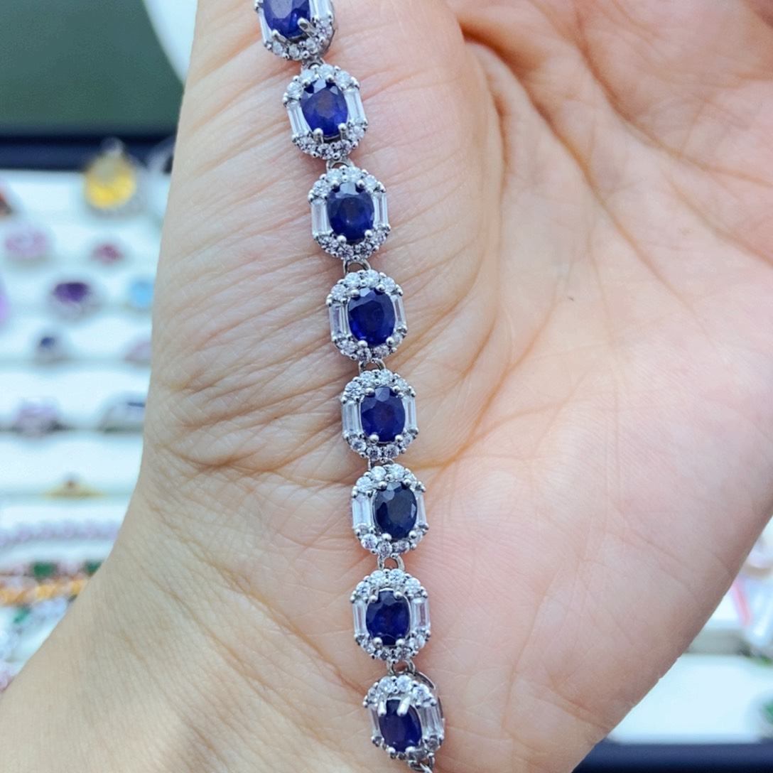 手链蓝宝石银S925镶嵌