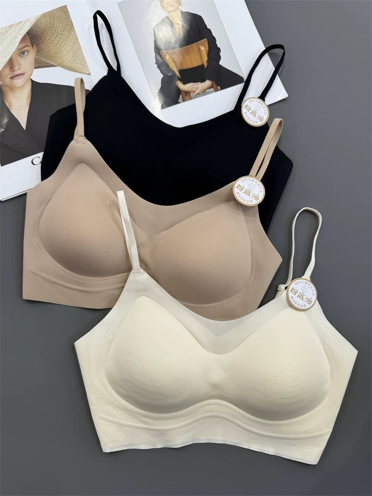 夏季小云肌超薄果冻bra吊带镂空美背文胸聚拢一体杯