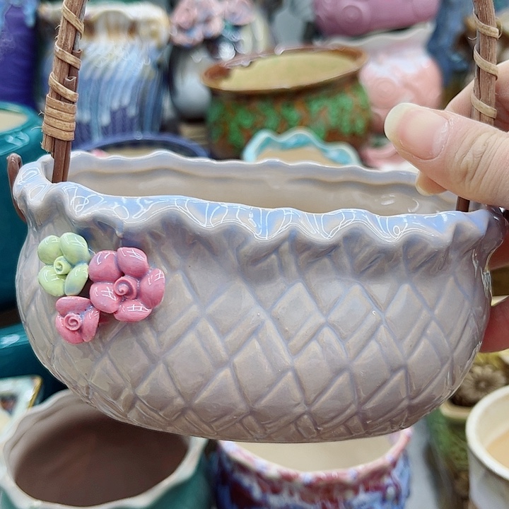 多肉绿植陶瓷花盆9.9包邮，有孔