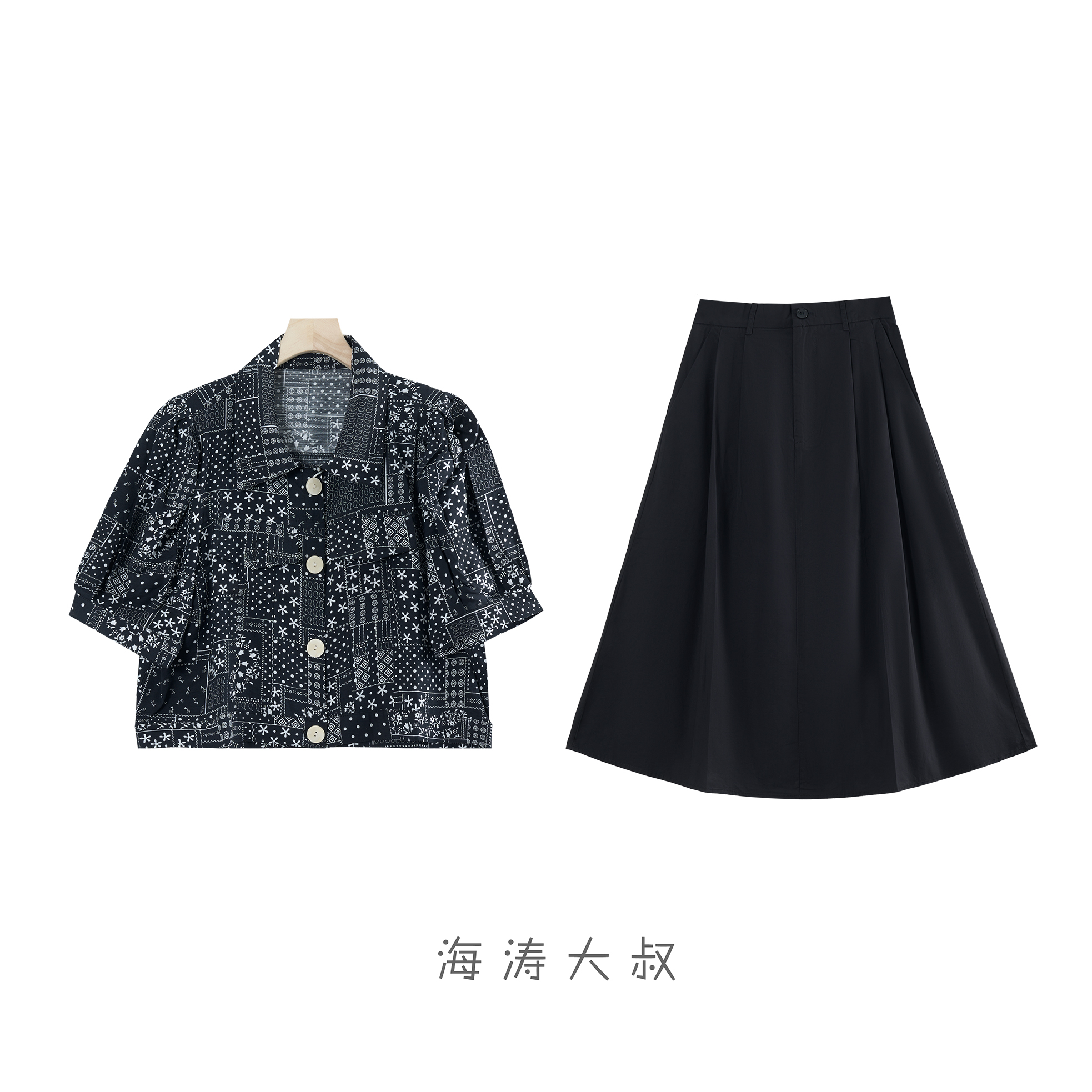 【618大促】FRZ2183 满印花花短袖裙子套装