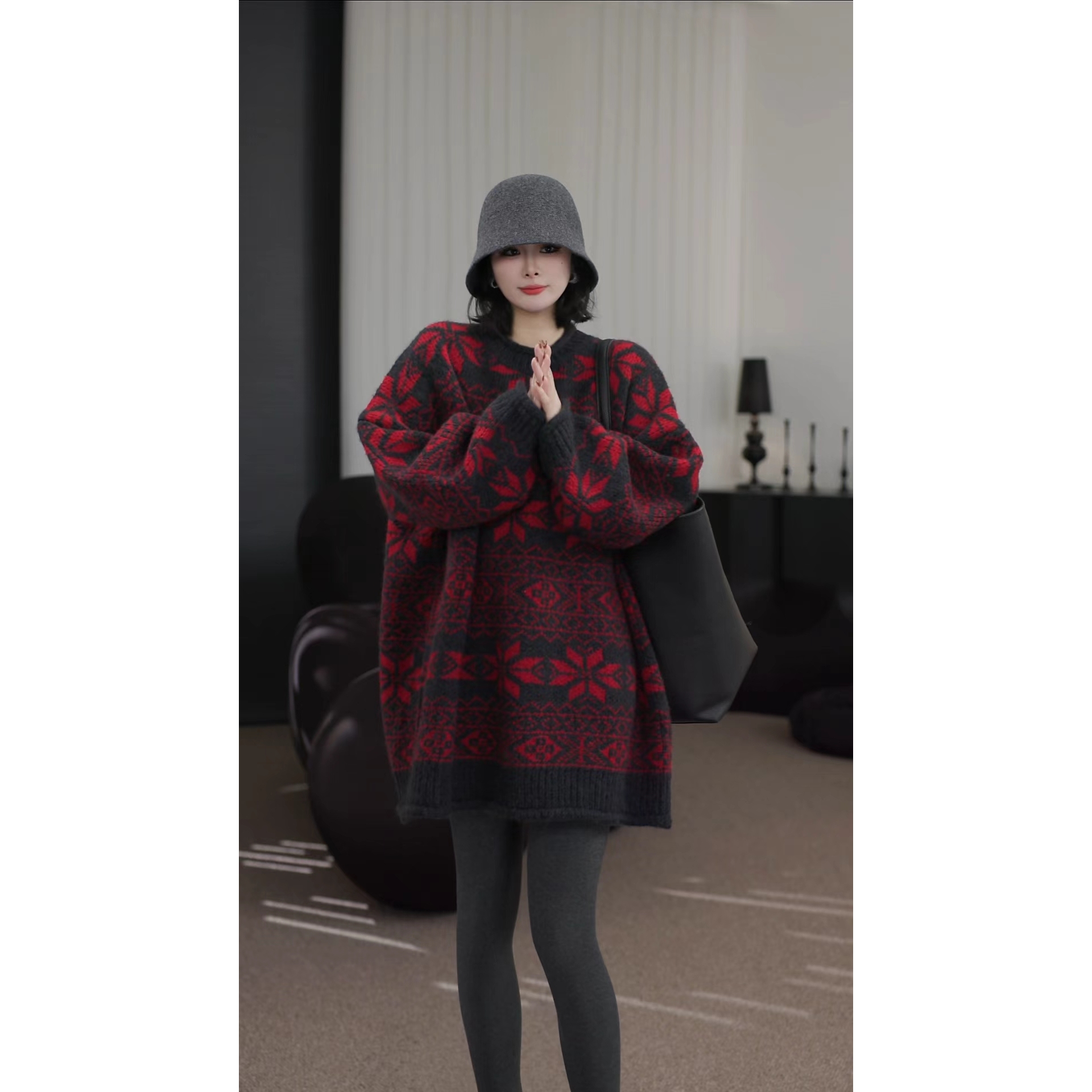 卢尚氛围感新年红毛衣9672