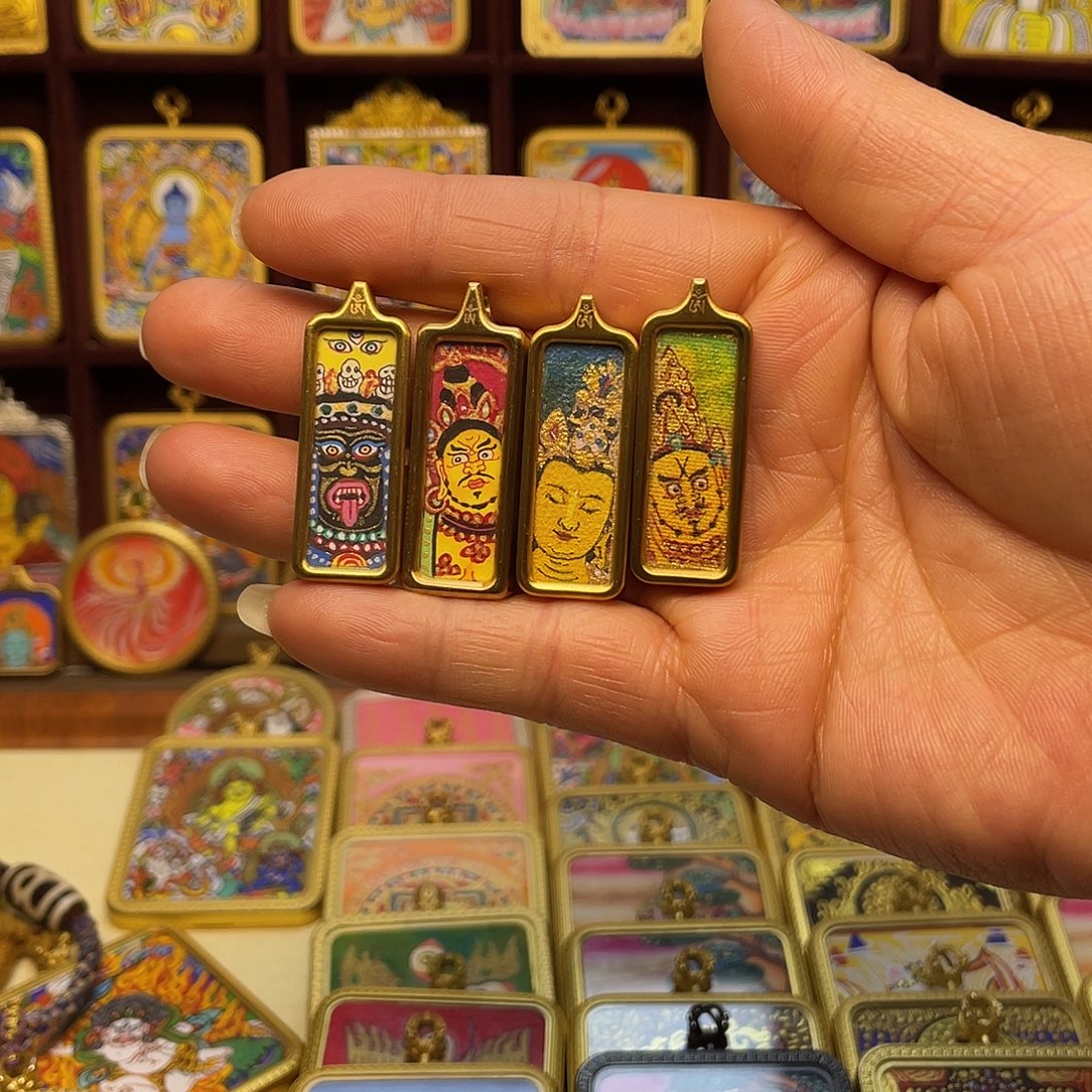 吊坠纯手绘唐卡小金条