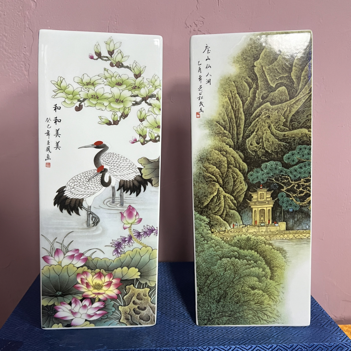 景德镇陶瓷和谐盛世双尊赏瓶摆件