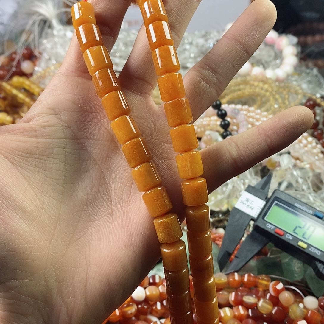 玛瑙/玉髓珠宝半成品未镶嵌一条10mm橙玉髓车轮珠微瑕C87
