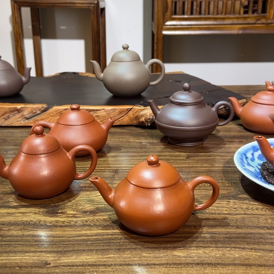 世***态紫砂茶壶特价全手工朱泥梨形壶